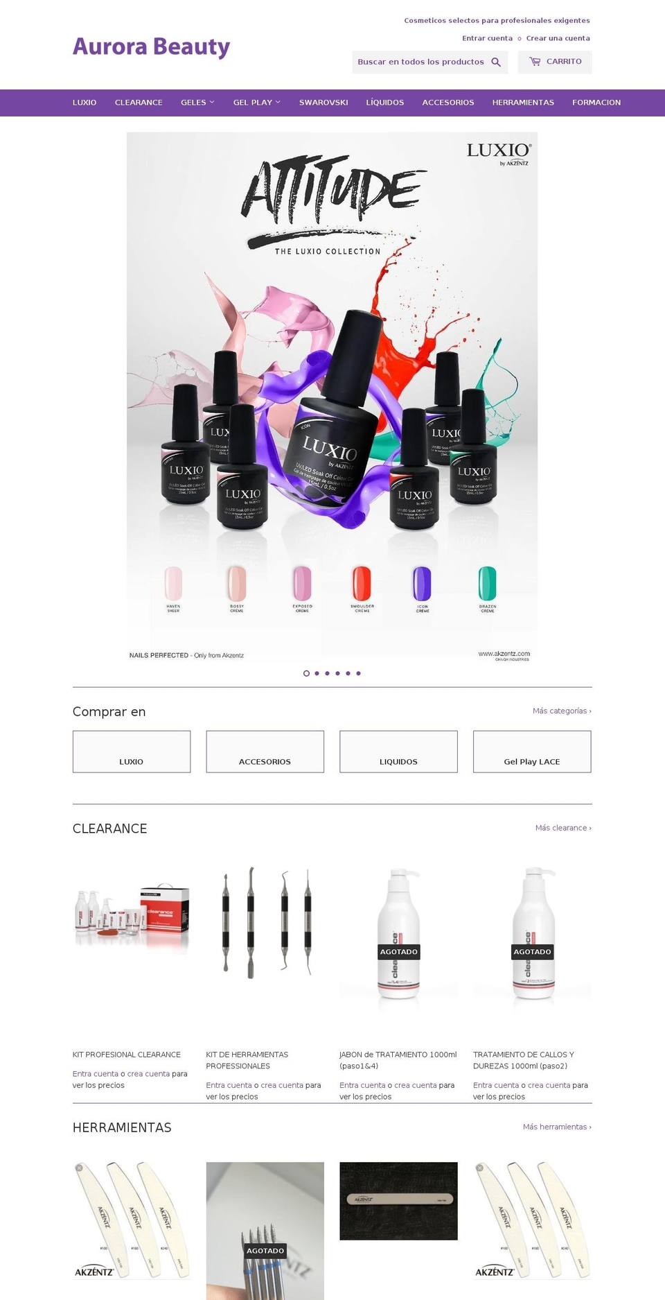 aurorabeauty.es shopify website screenshot