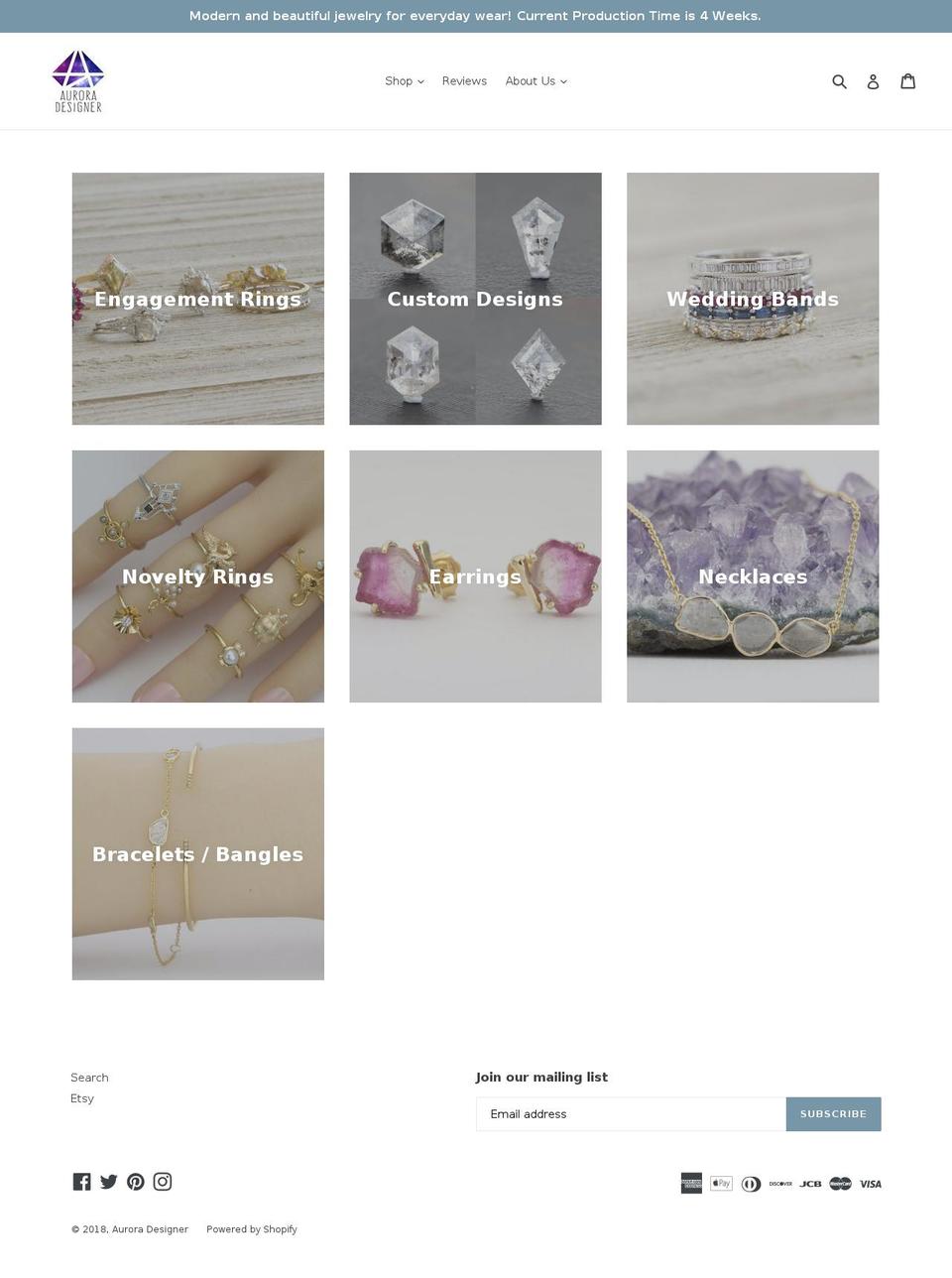 auroradesigner.com — Shopify storefront screenshot
