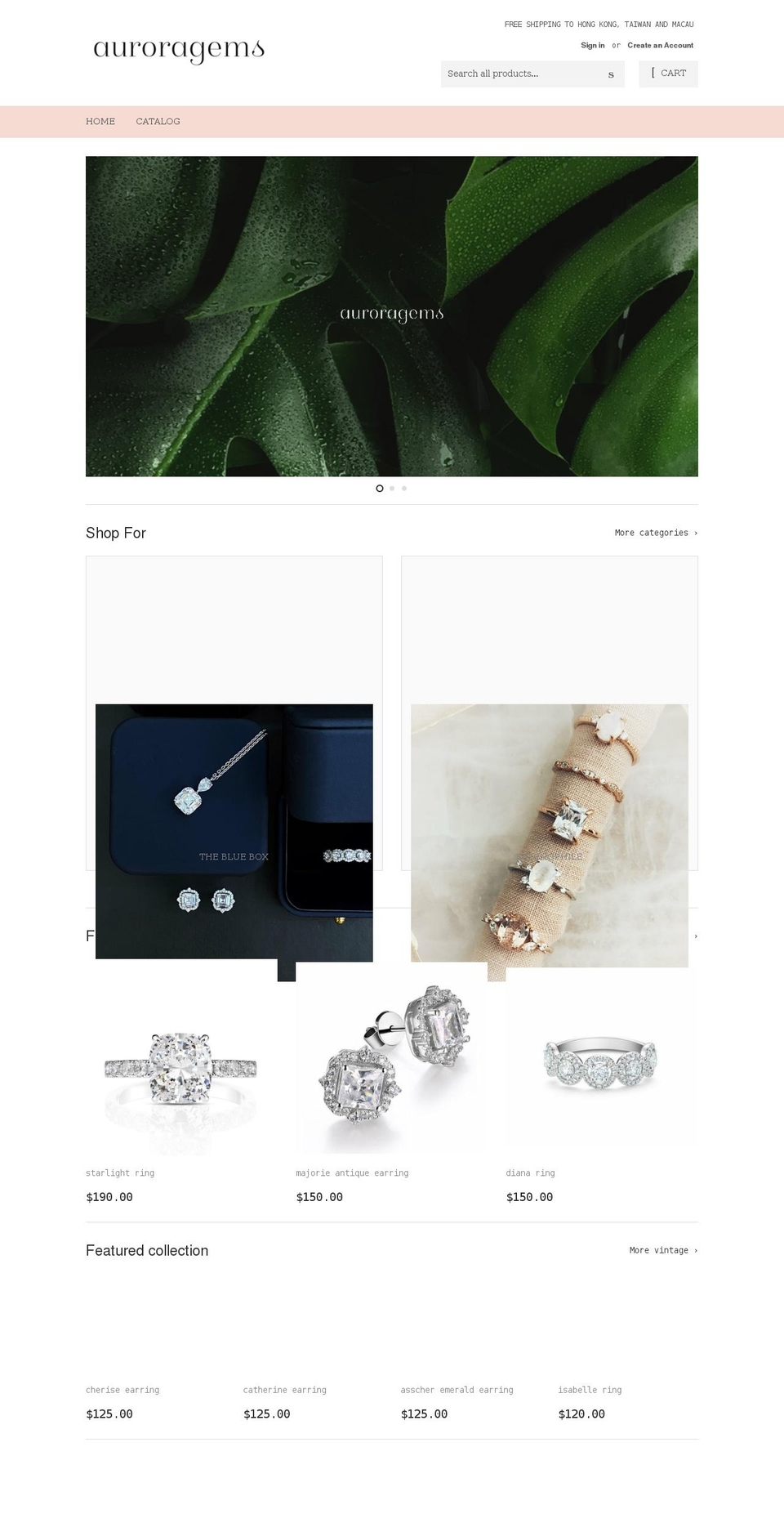 auroragems.net shopify website screenshot