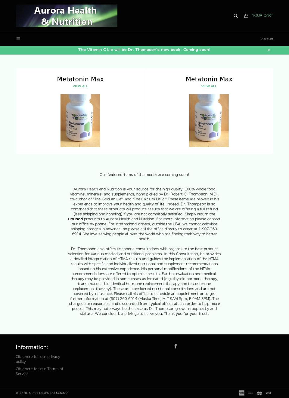 aurorahealthandnutrition.net shopify website screenshot