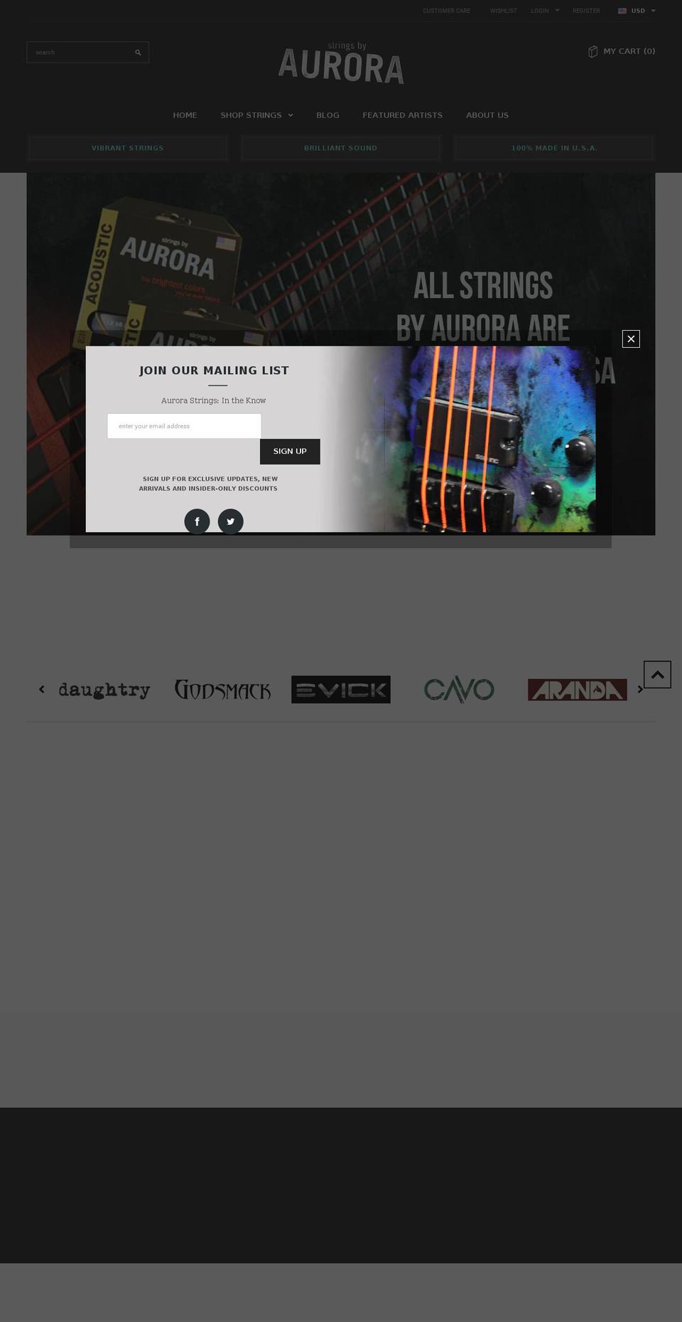 auroramusic.com shopify website screenshot