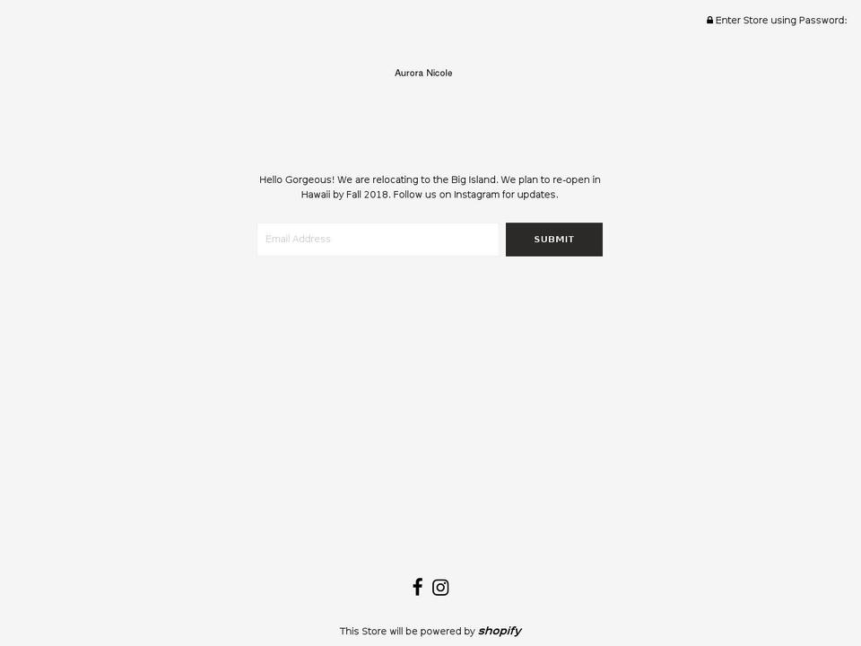 auroranicole.com — Shopify storefront screenshot