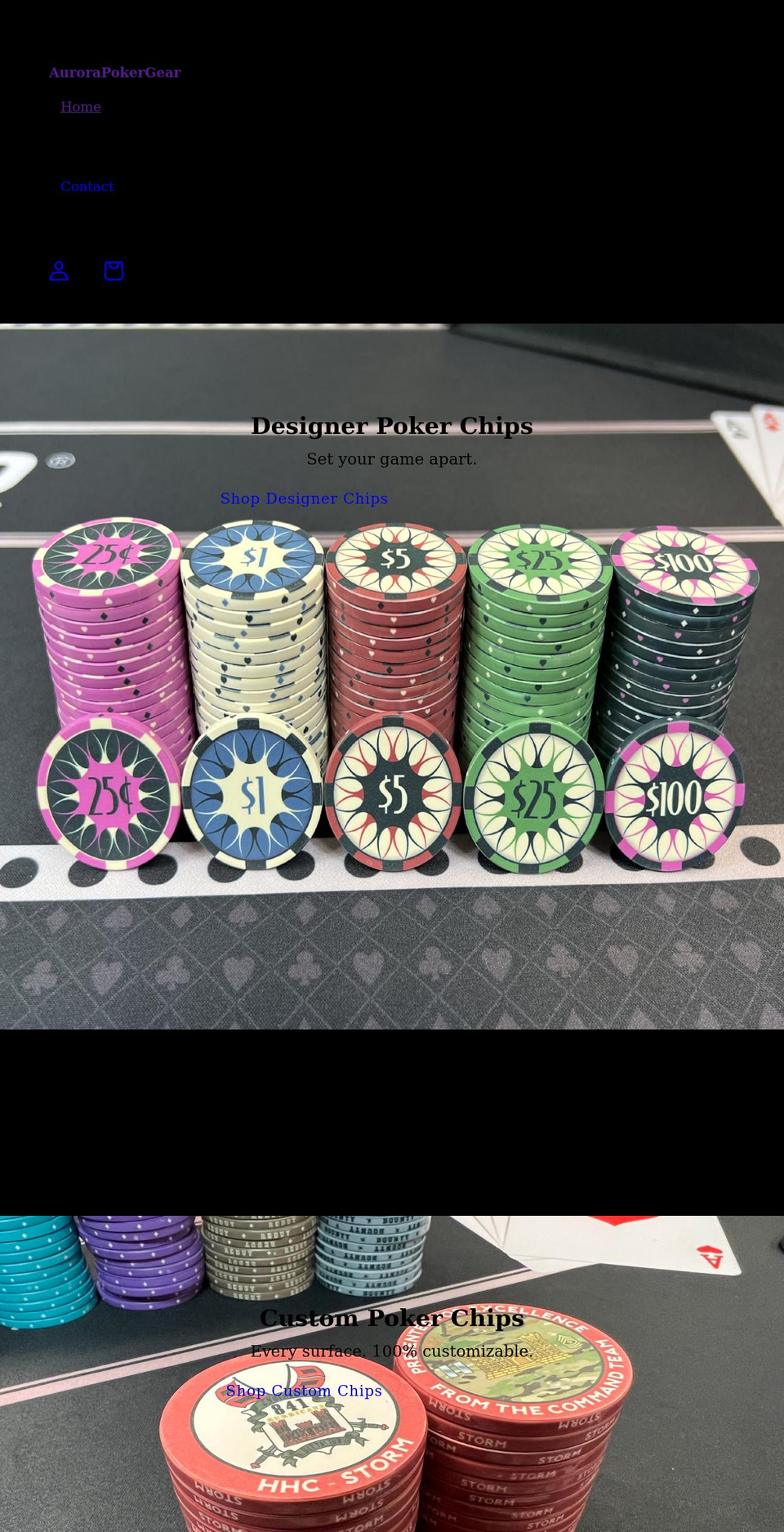 aurorapokergear.com shopify website screenshot