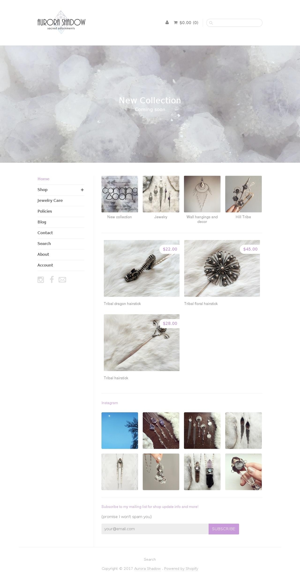 Sugar Shopify theme site example aurorashadow.com