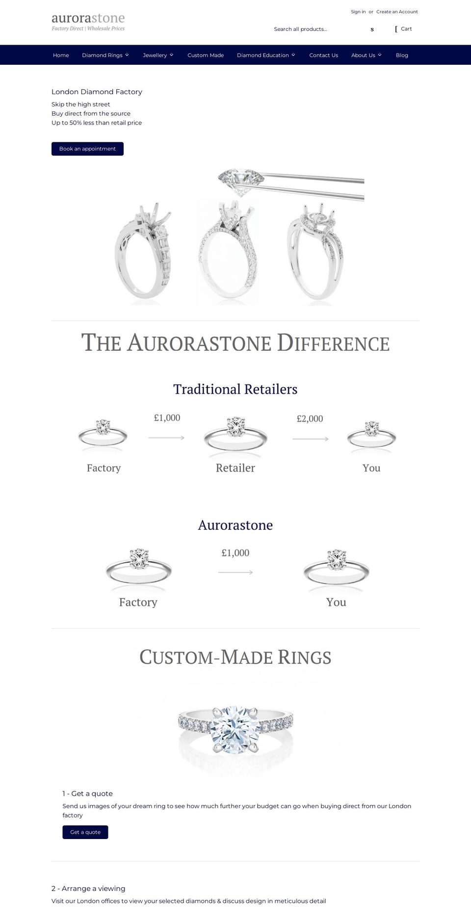 aurorastone.co.uk shopify website screenshot