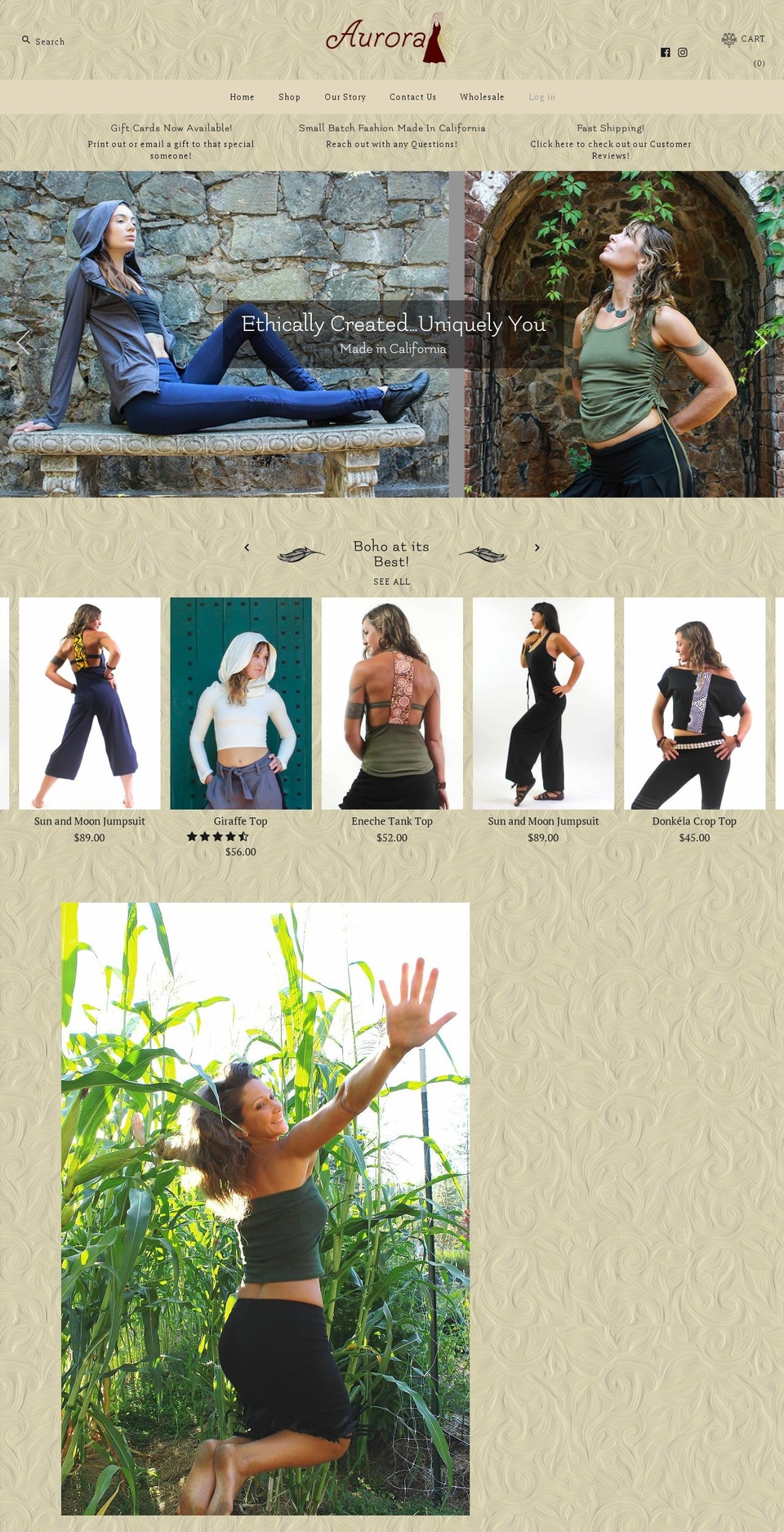 aurorawear.com shopify website screenshot