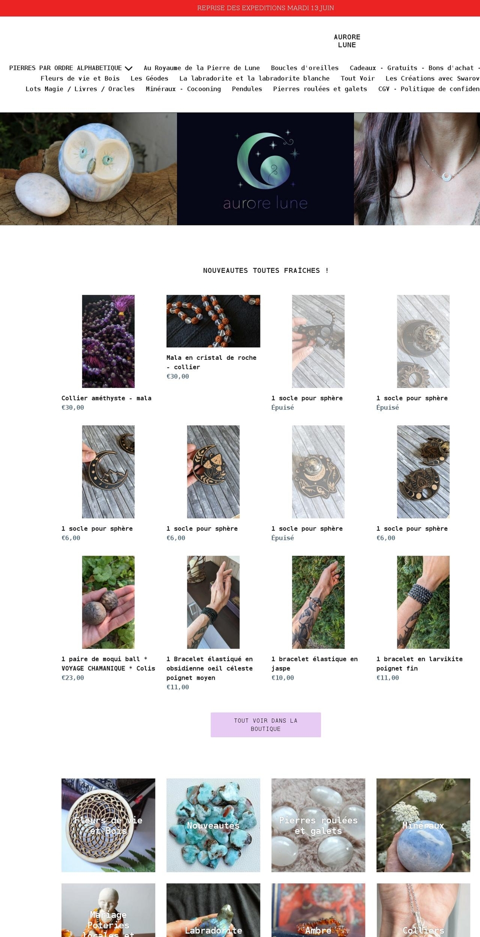 aurorelune.com shopify website screenshot
