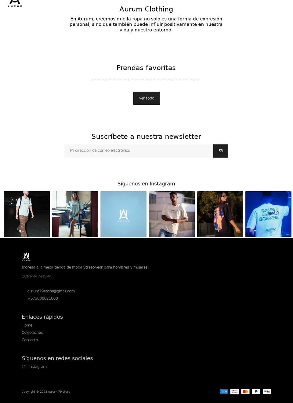 aurumclothing79.com shopify website screenshot