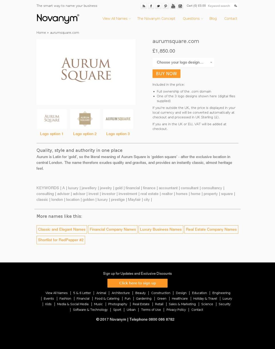 aurumsquare.com shopify website screenshot
