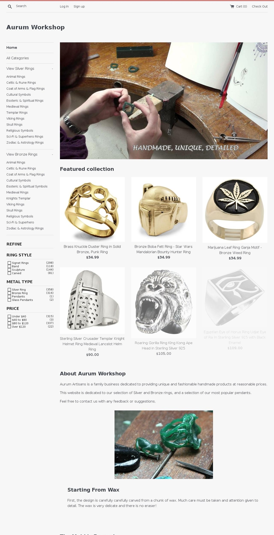 aurumworkshop.com shopify website screenshot