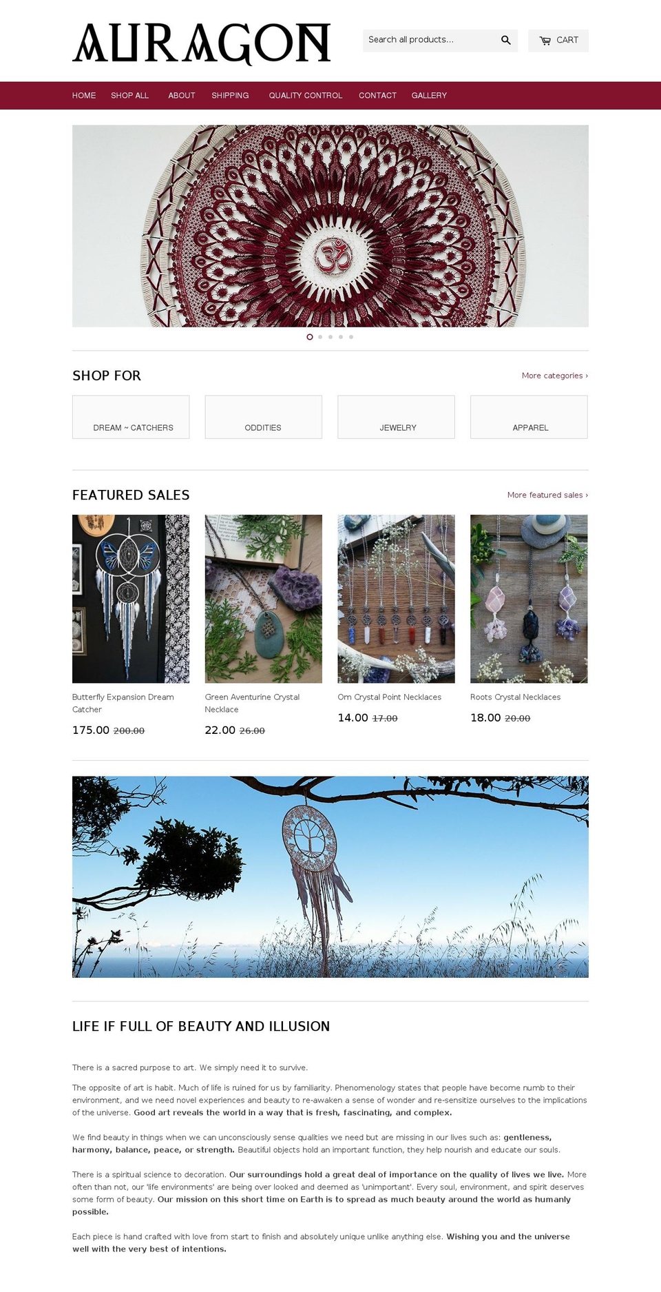 aurvgon.com shopify website screenshot