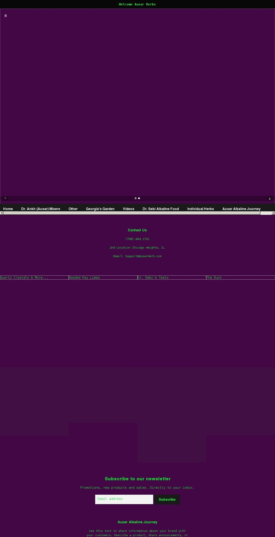 ausarherbs.com shopify website screenshot