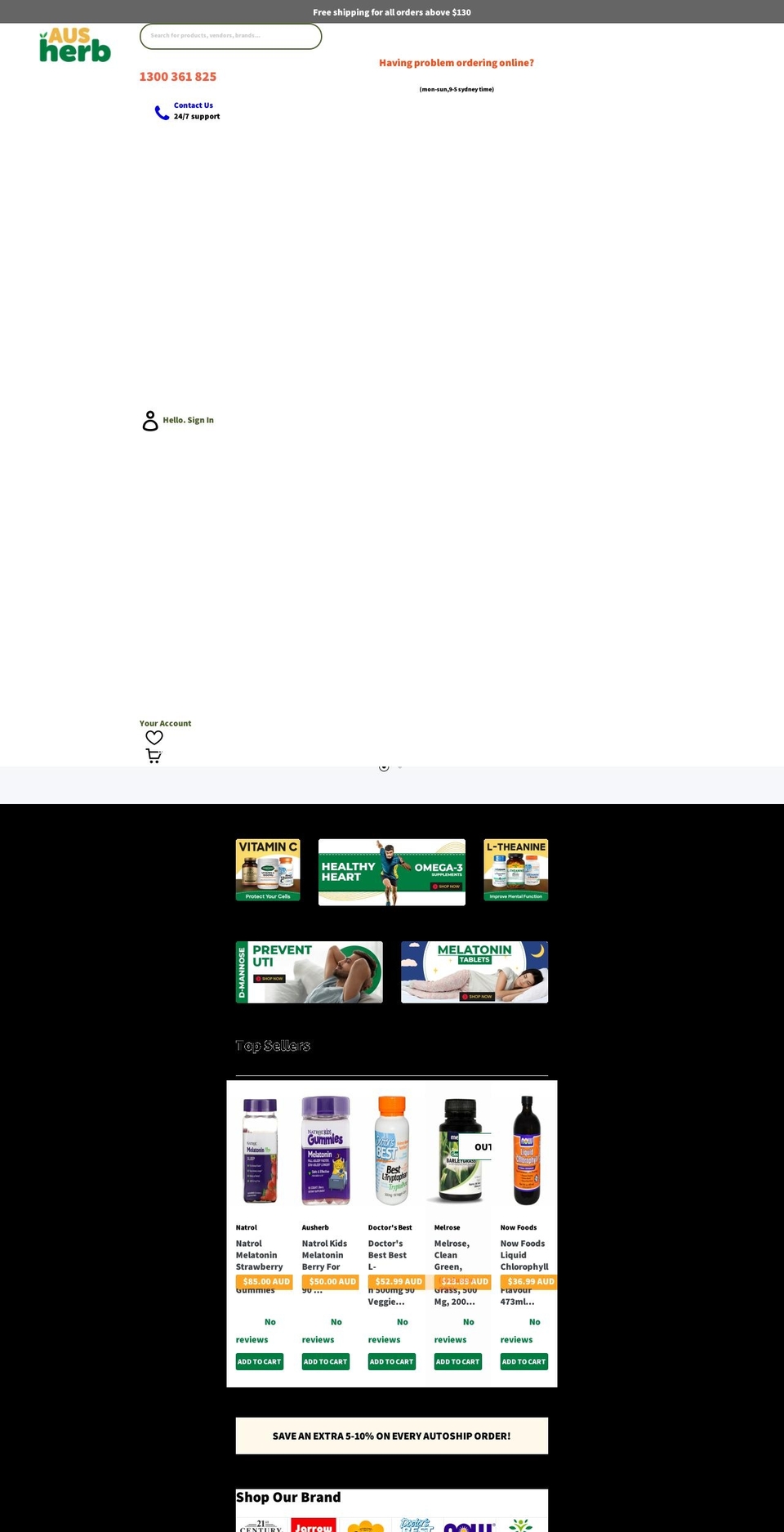 ausherb.com shopify website screenshot