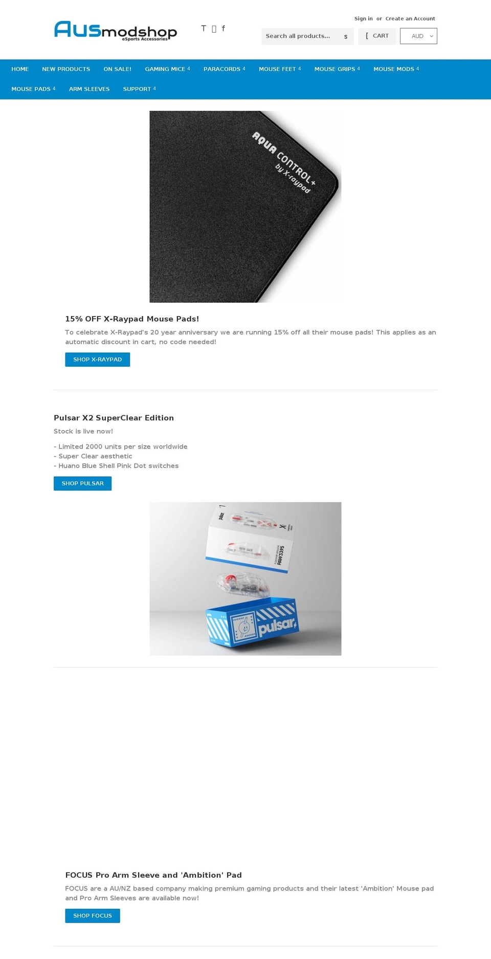 ausmodshop.com shopify website screenshot