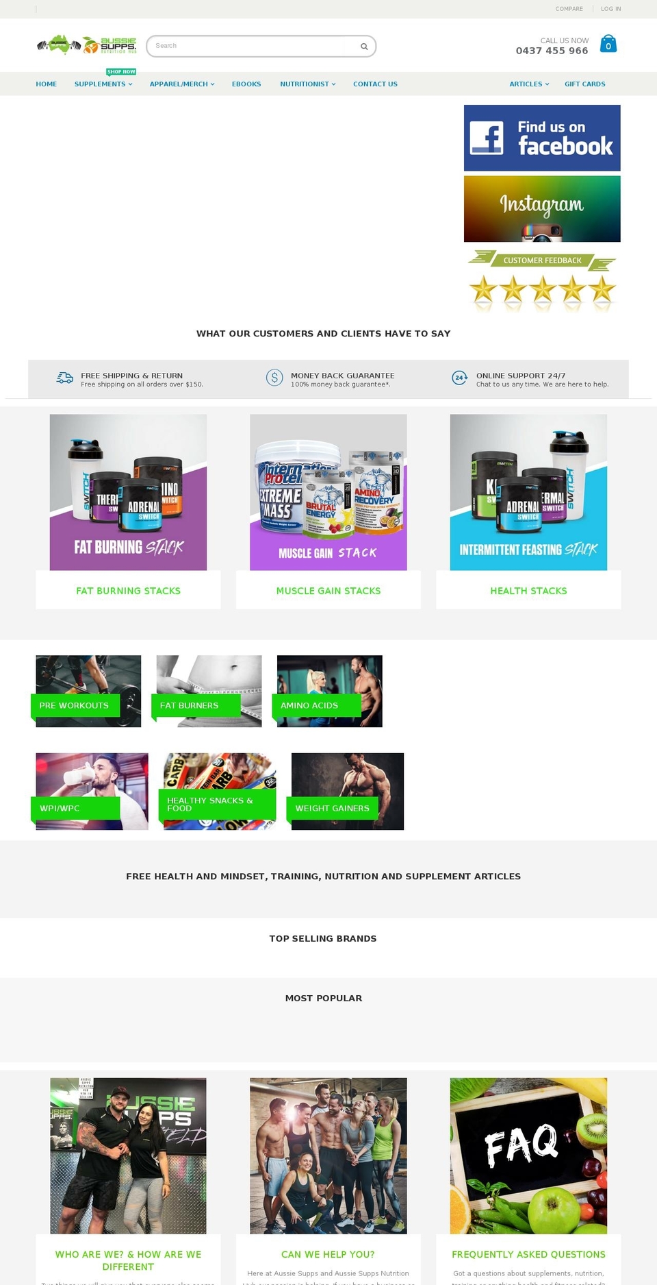 aussie-supps.com shopify website screenshot