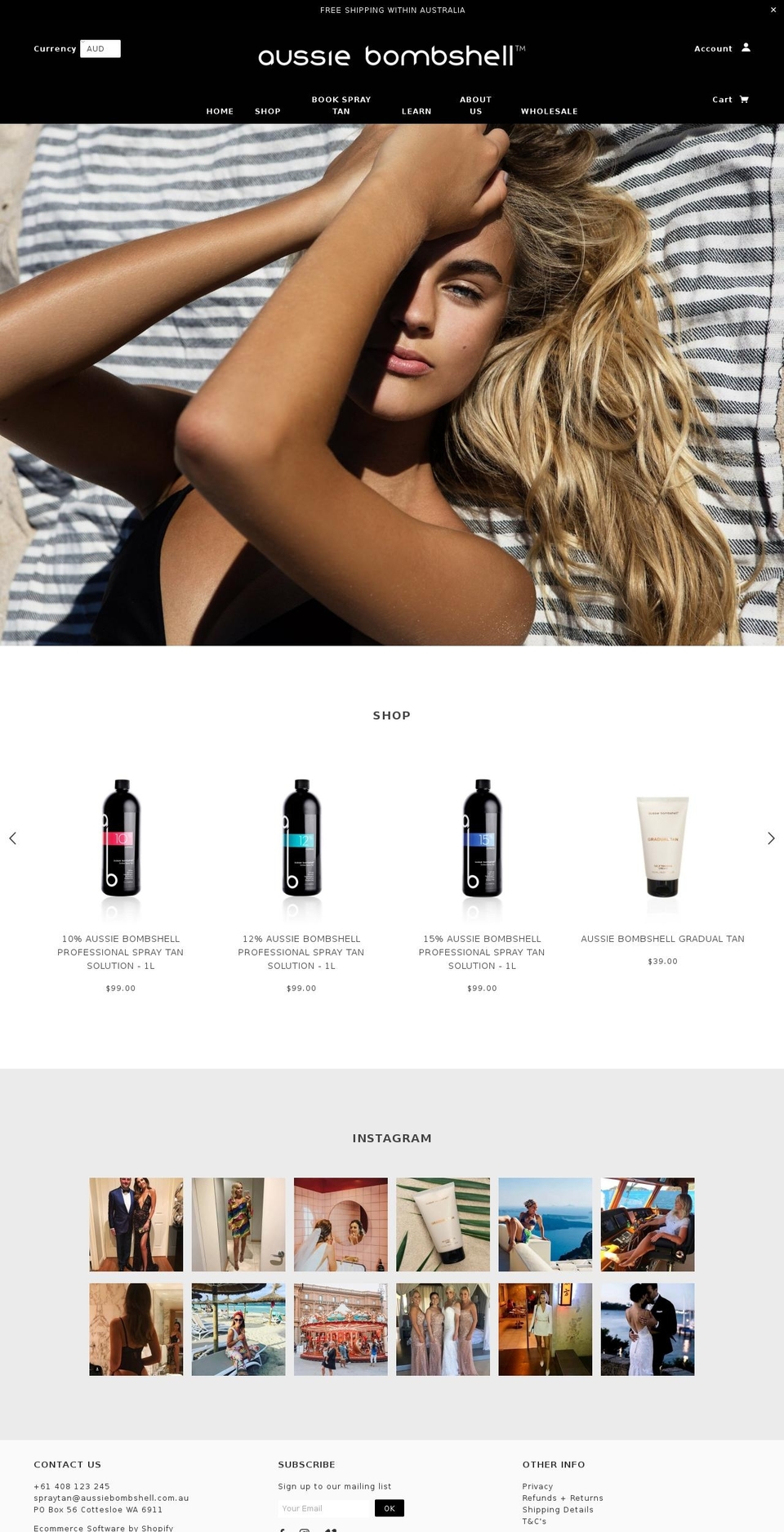 aussiebombshell.com.au shopify website screenshot