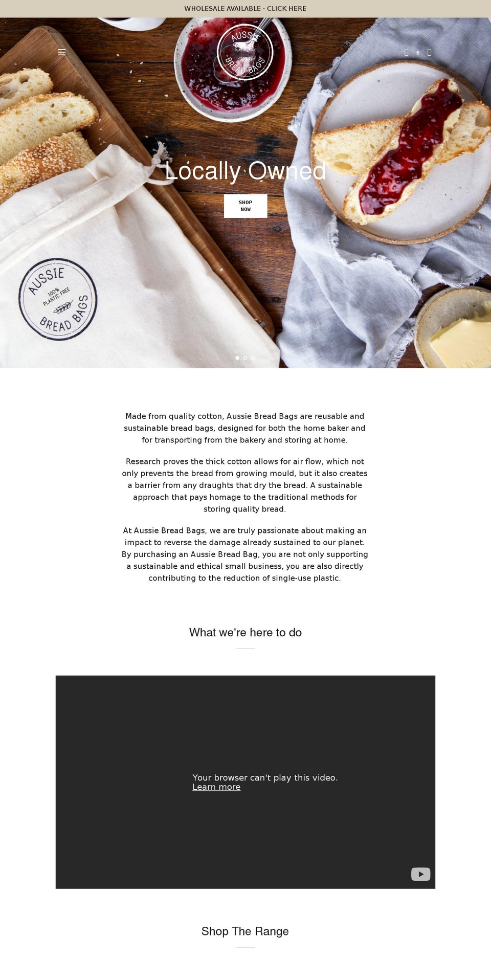 aussiebreadbags.com.au shopify website screenshot