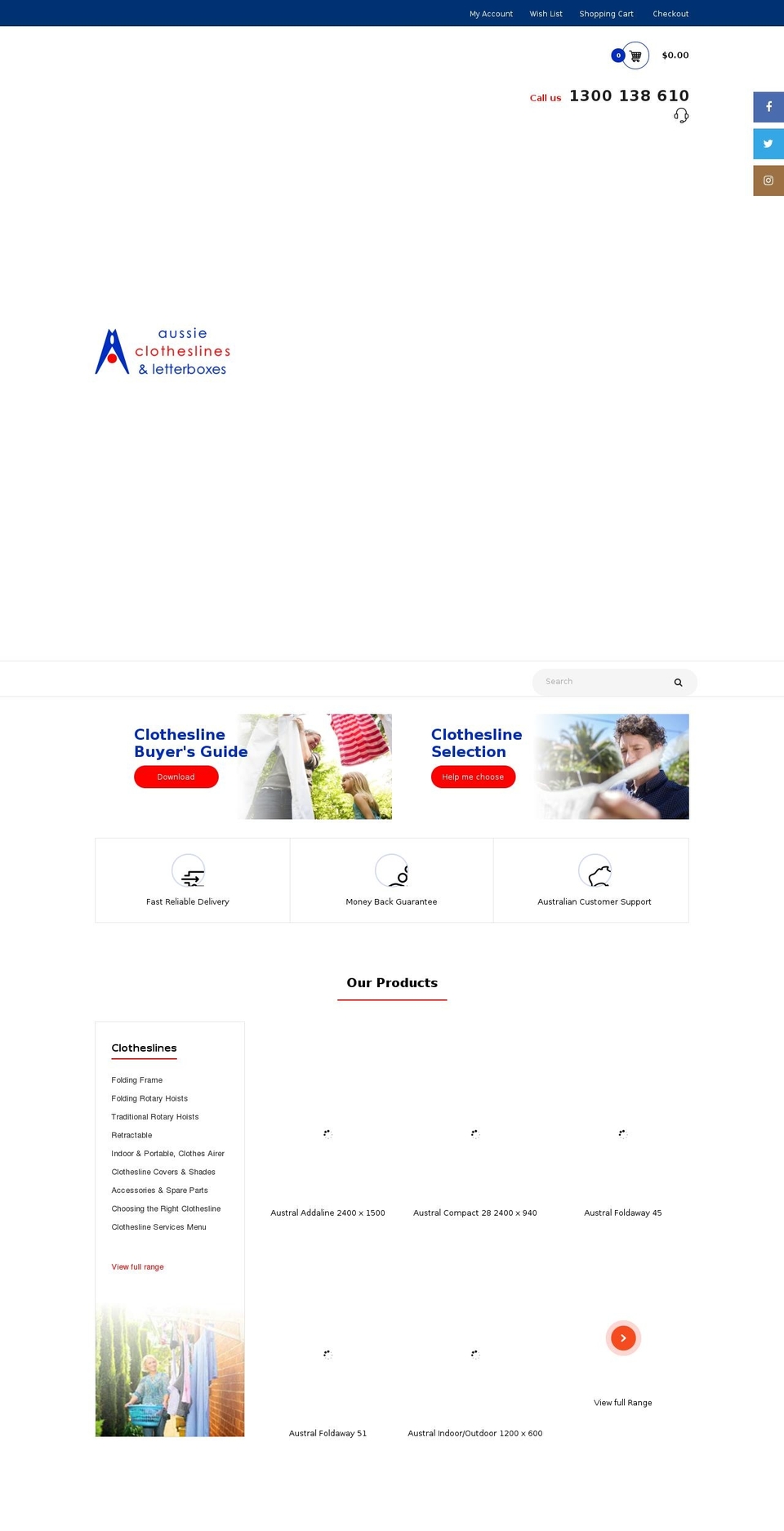 aussieclotheslines.com.au shopify website screenshot