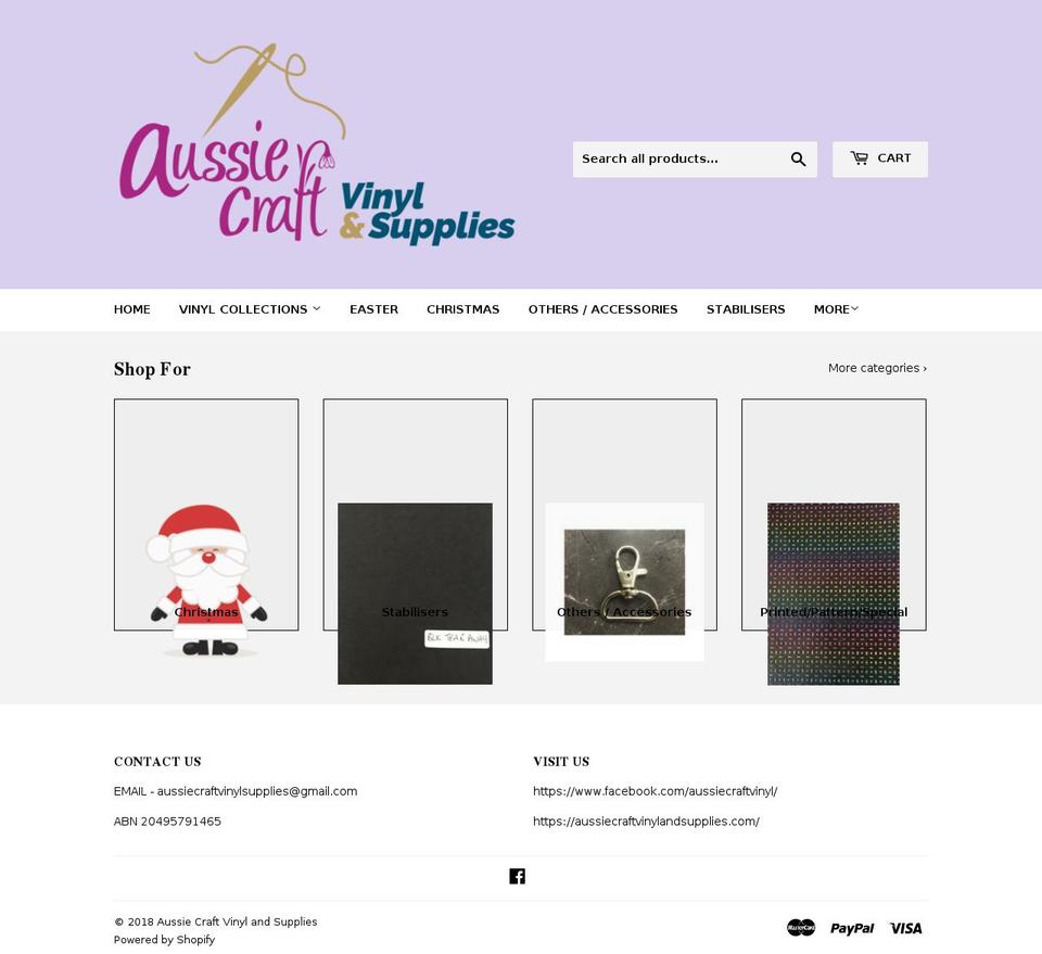 aussiecraftvinylandsupplies.com — Shopify storefront screenshot