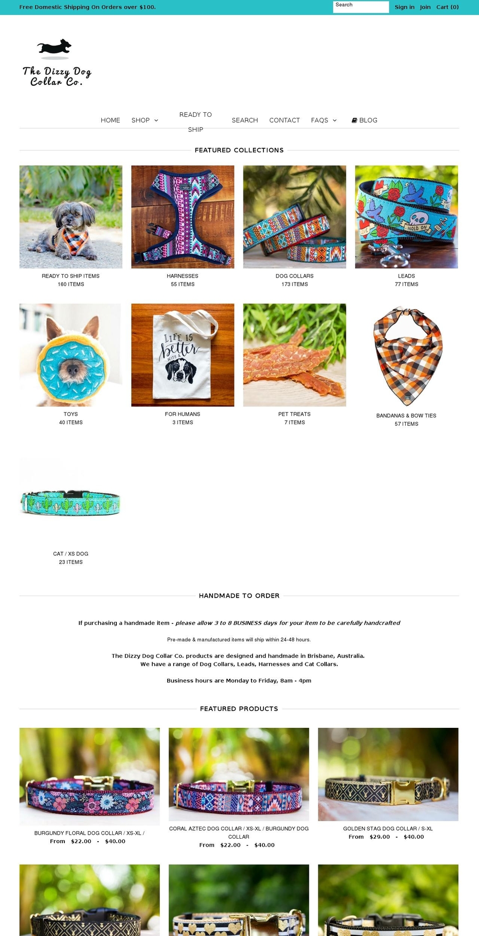 aussiedogcollars.com — Shopify storefront screenshot