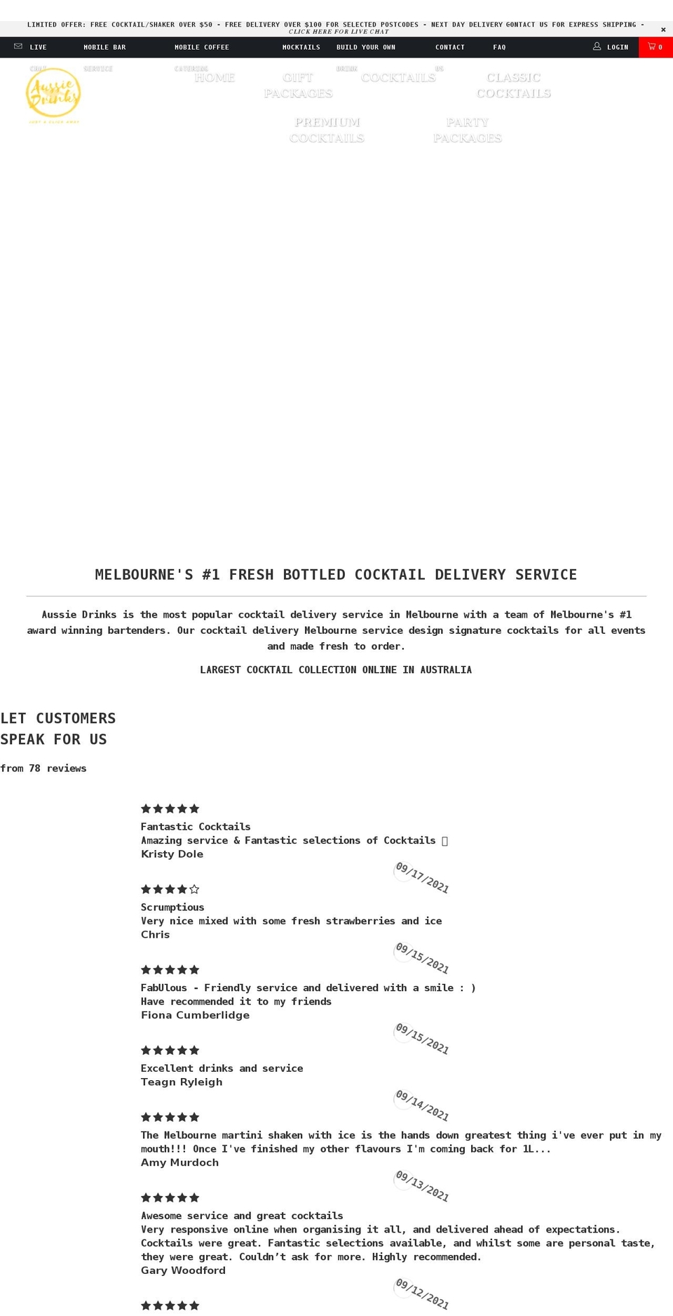 aussiedrinks.com.au shopify website screenshot