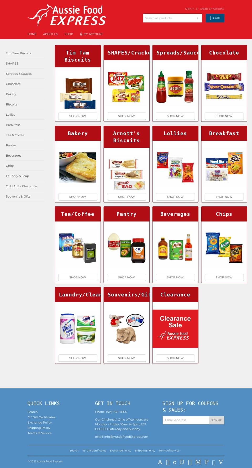 aussiefoodexpress.com — Shopify storefront screenshot