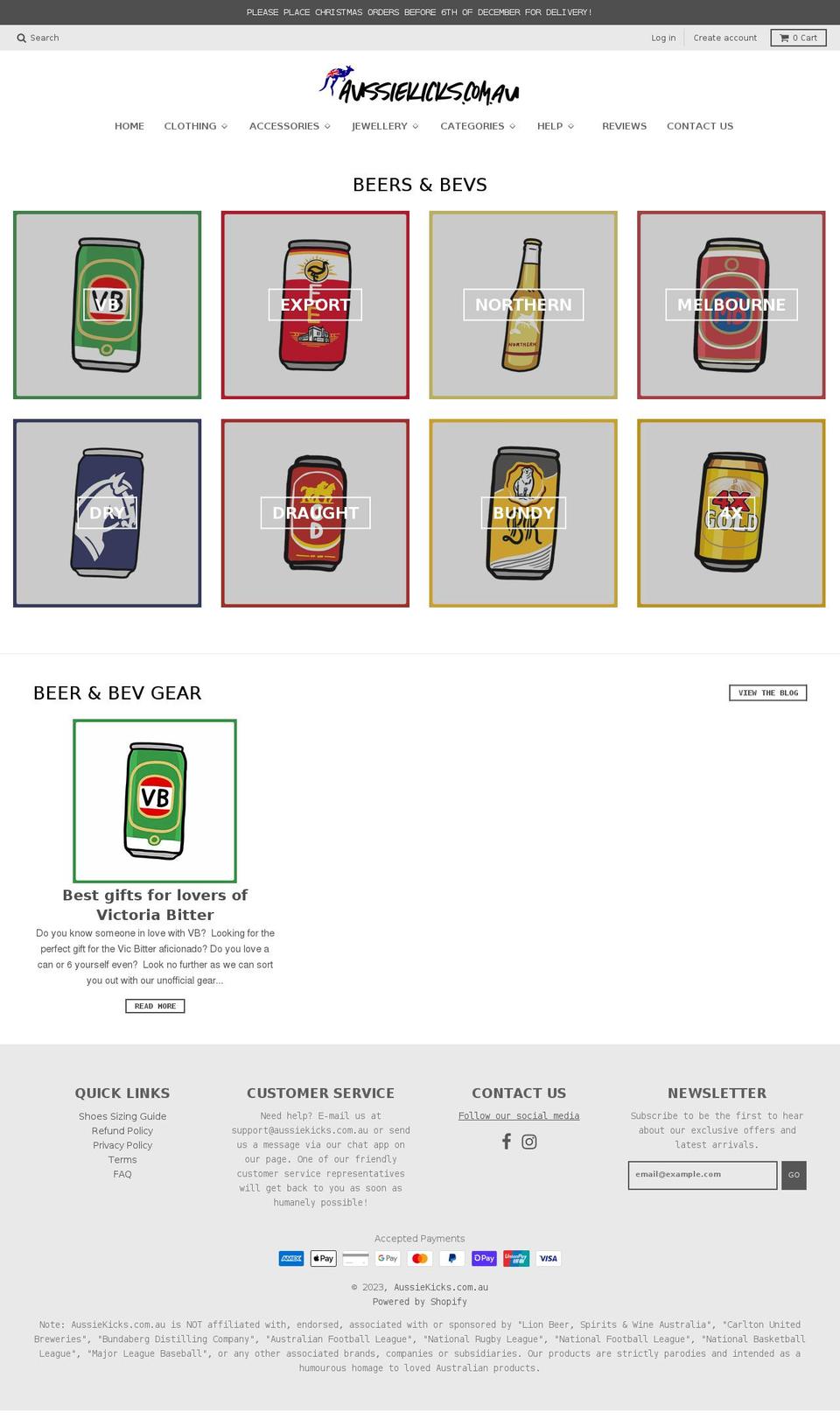 aussiekicks.com.au shopify website screenshot