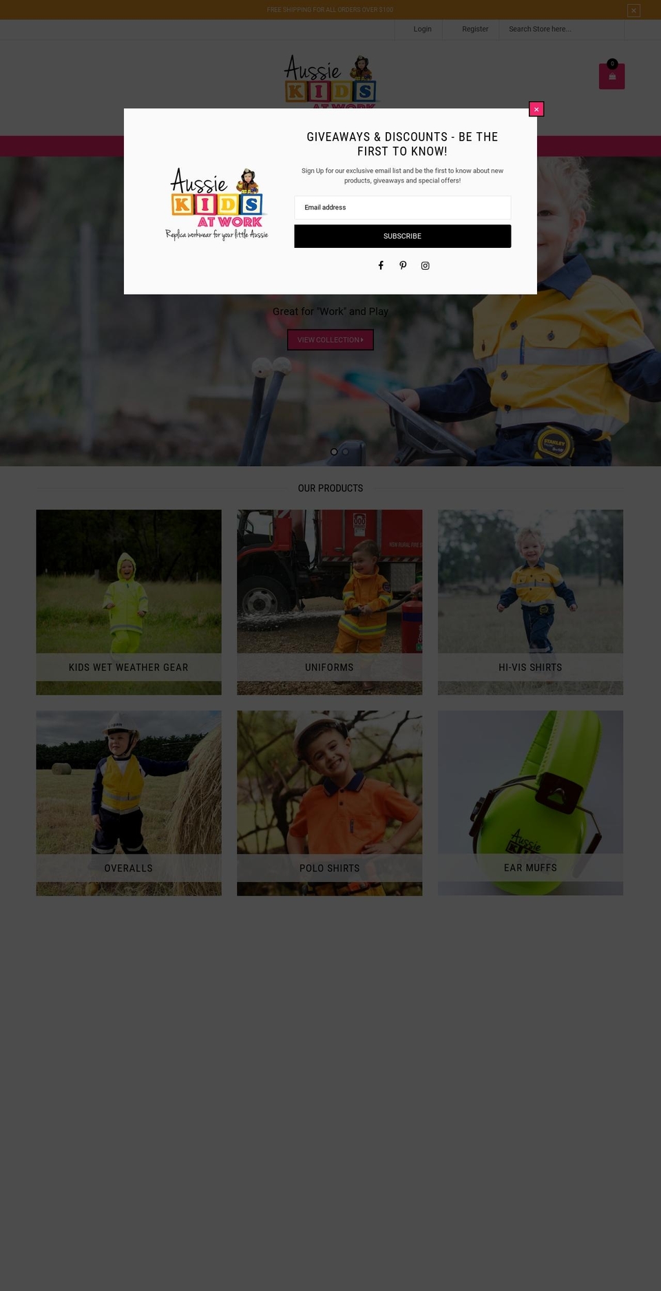 aussiekidsatwork.com.au shopify website screenshot