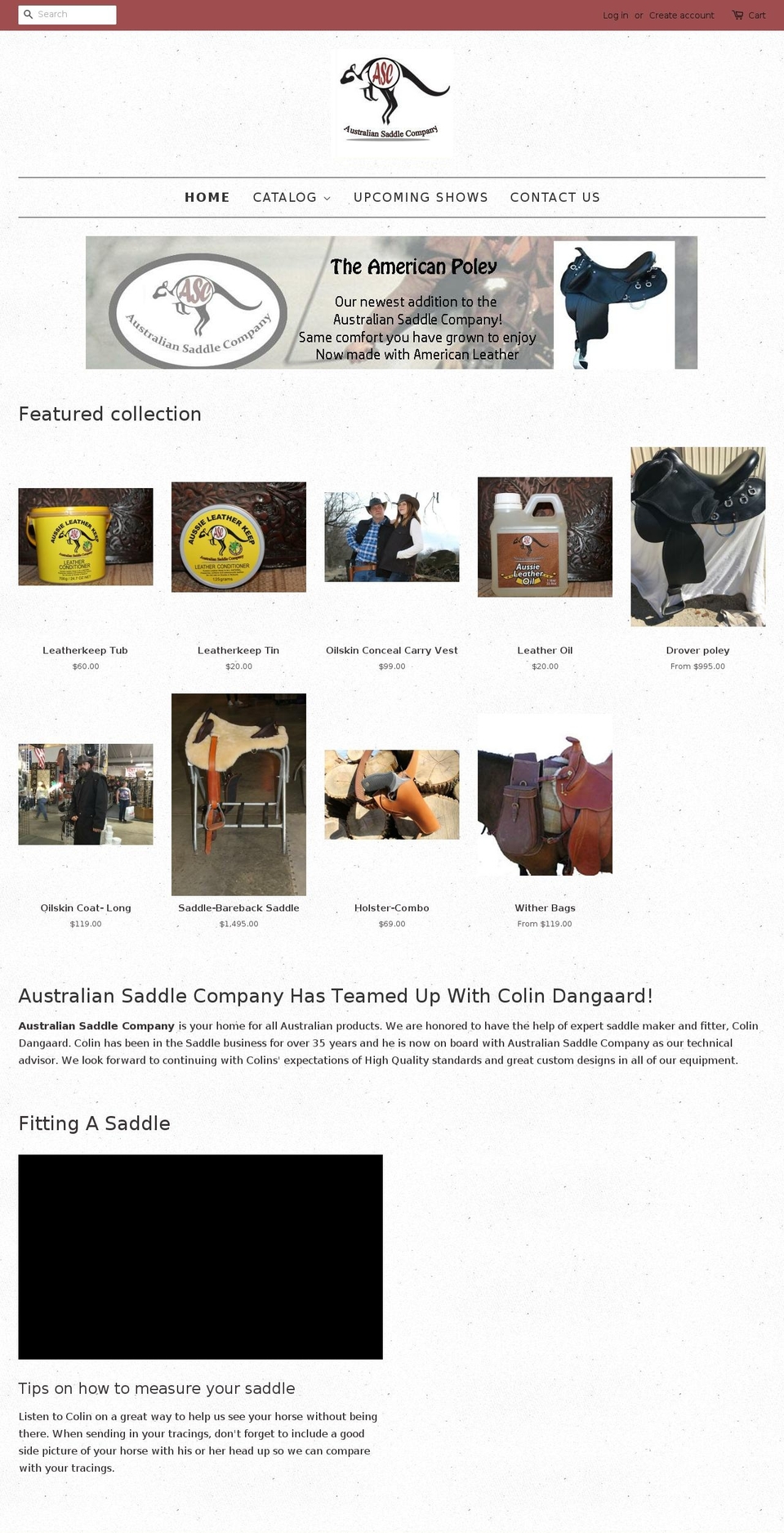 aussieleatherkeep.com — Shopify storefront screenshot