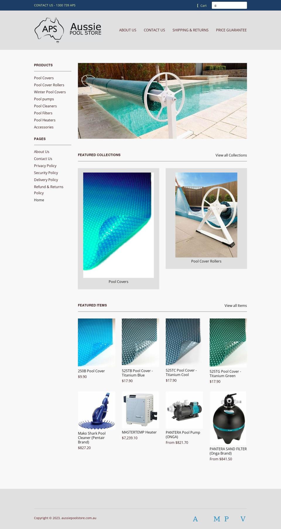 aussiepoolstore.com.au shopify website screenshot