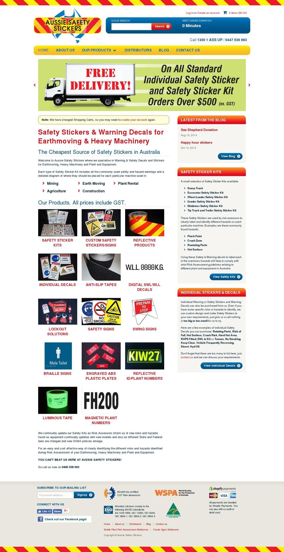 Aussie Safety Stickers Shopify theme site example aussiesafetystickers.com.au