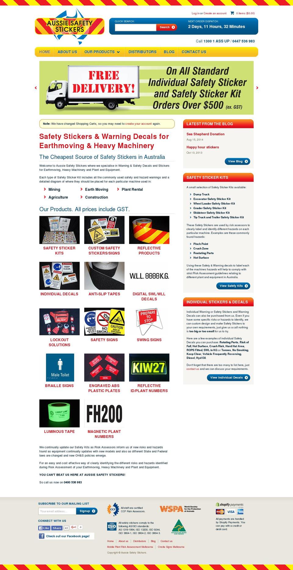 Aussie Safety Stickers Shopify theme site example aussiesafetystickers.com