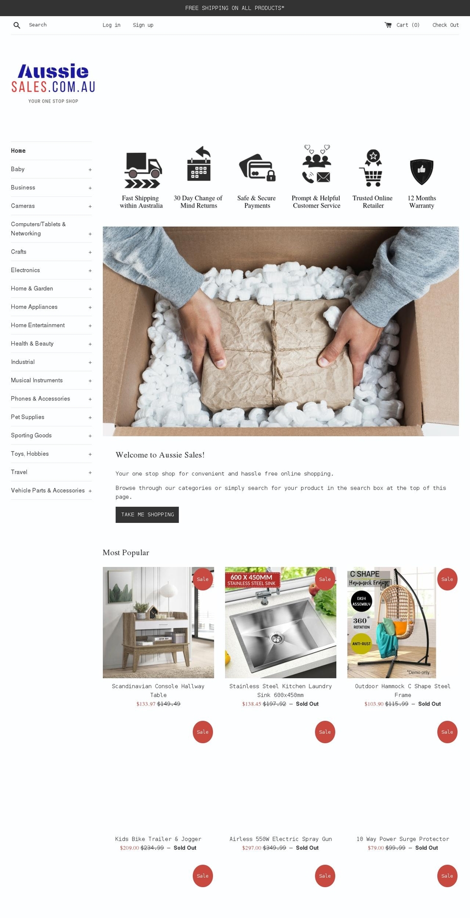 aussiesales.com.au shopify website screenshot
