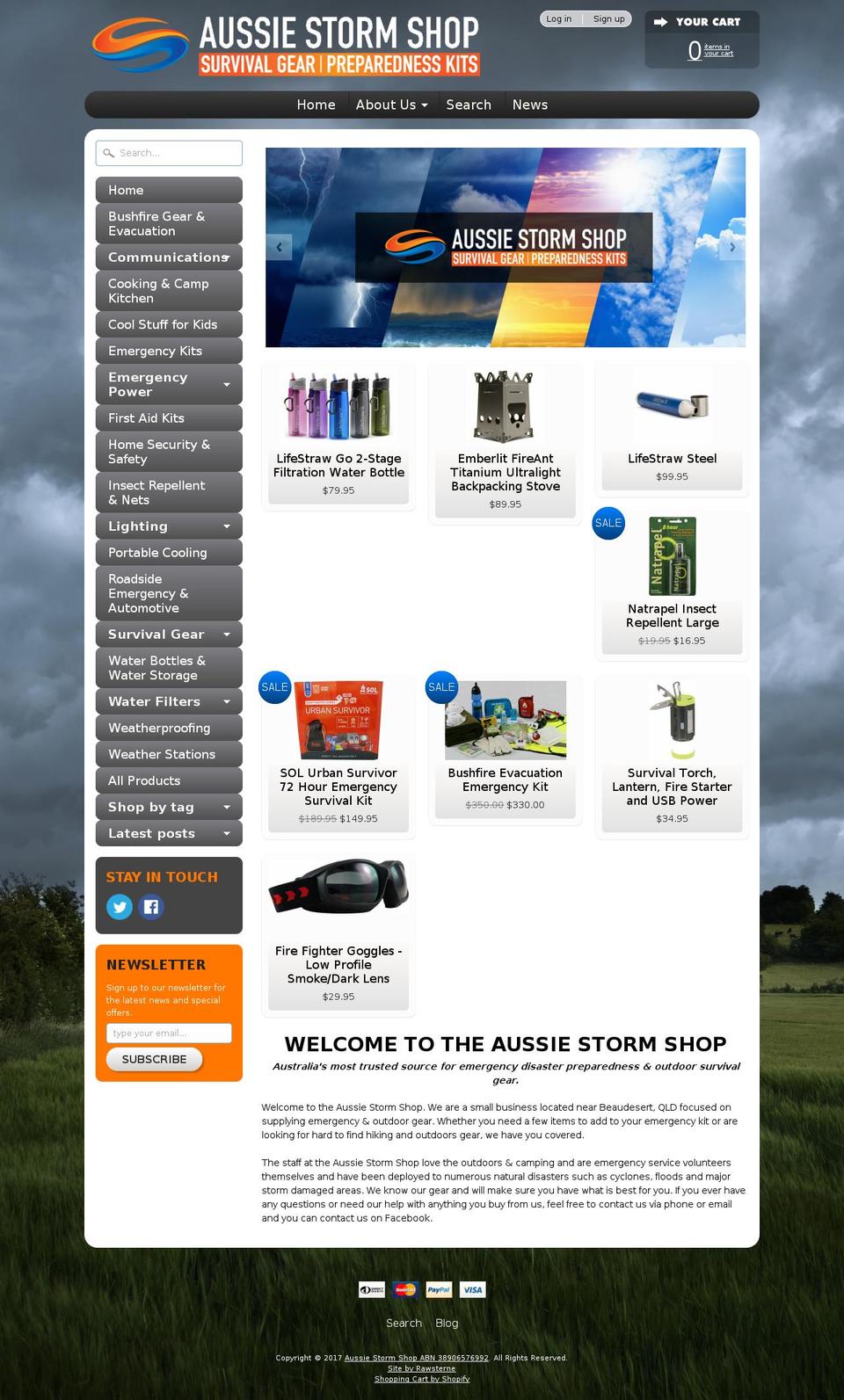 aussiestormshop.com shopify website screenshot
