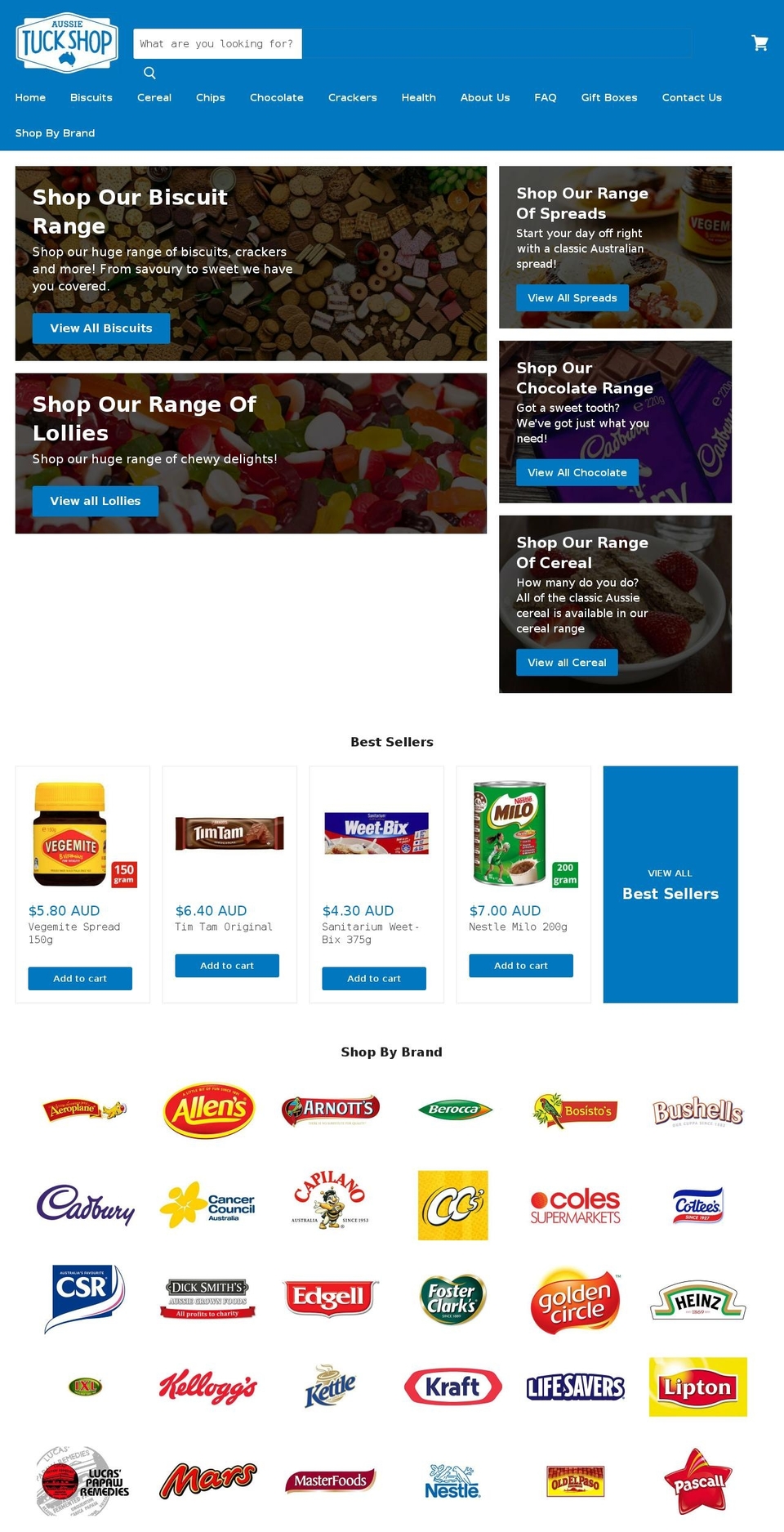 aussietuckshop.com — Shopify storefront screenshot