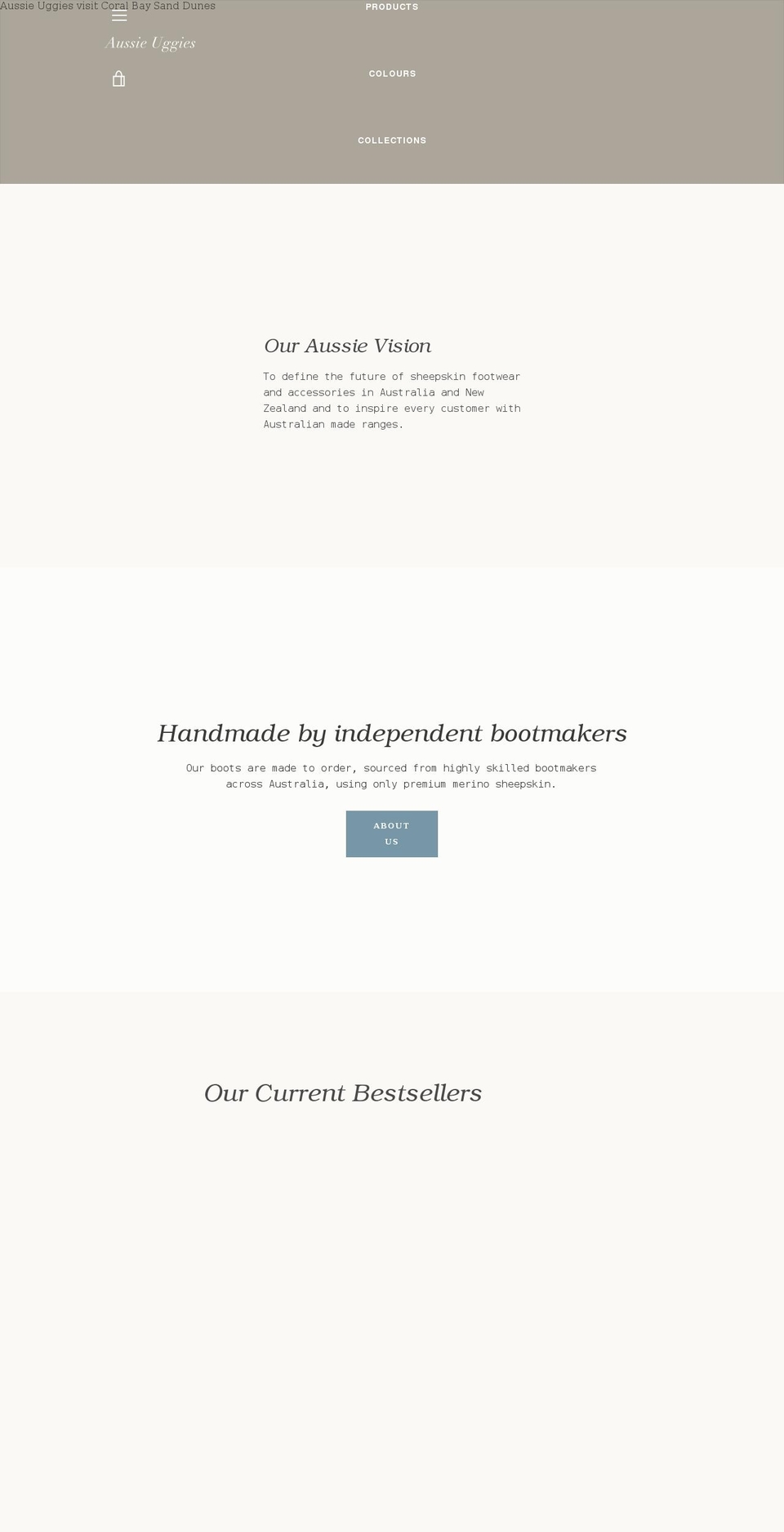 aussieuggies.com.au shopify website screenshot