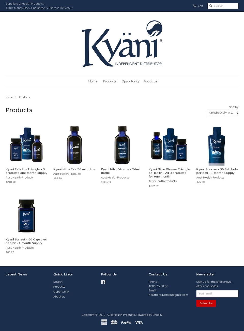 aust-health-products.com shopify website screenshot