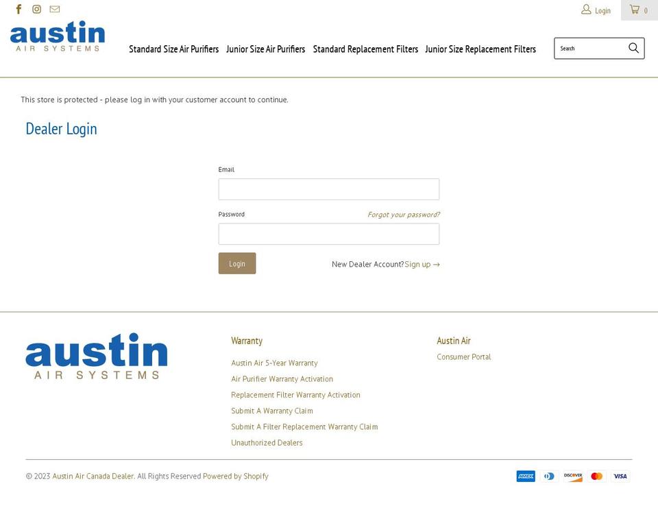 austinairdealer.ca shopify website screenshot