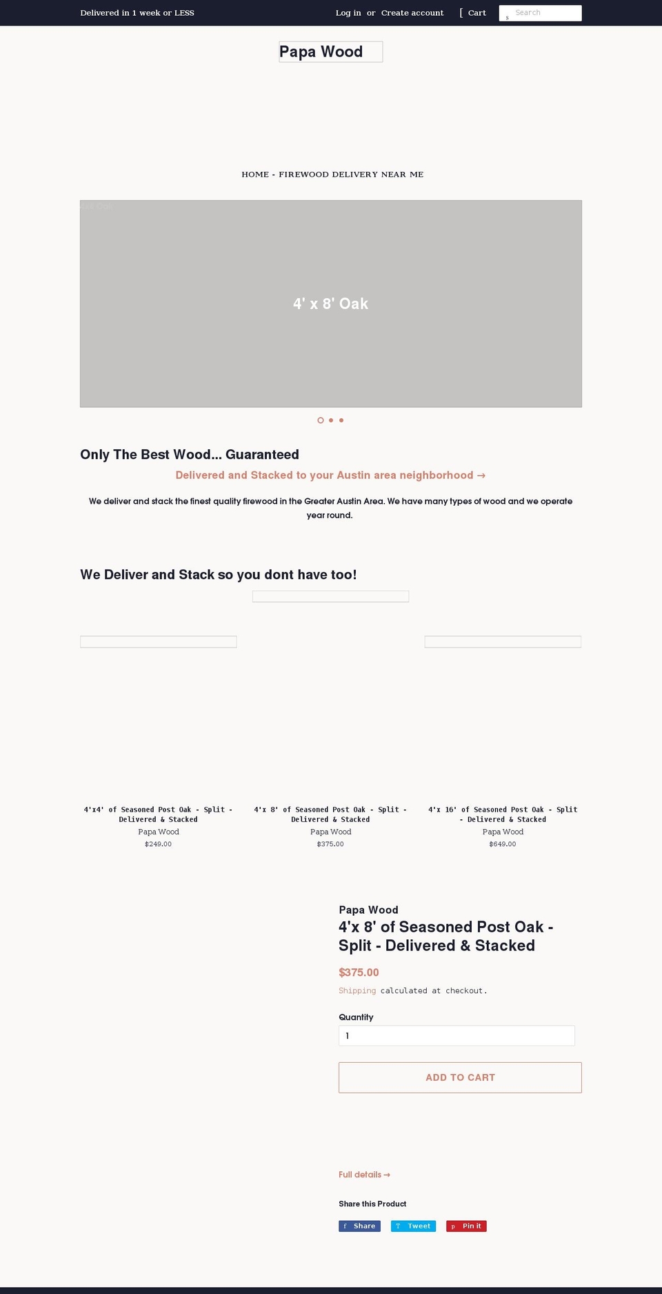 austinfirewooddelivery.com shopify website screenshot
