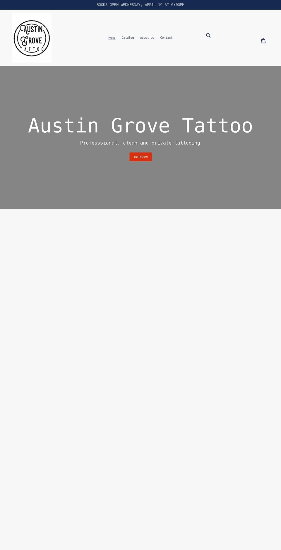 austingrovetattoo.com shopify website screenshot