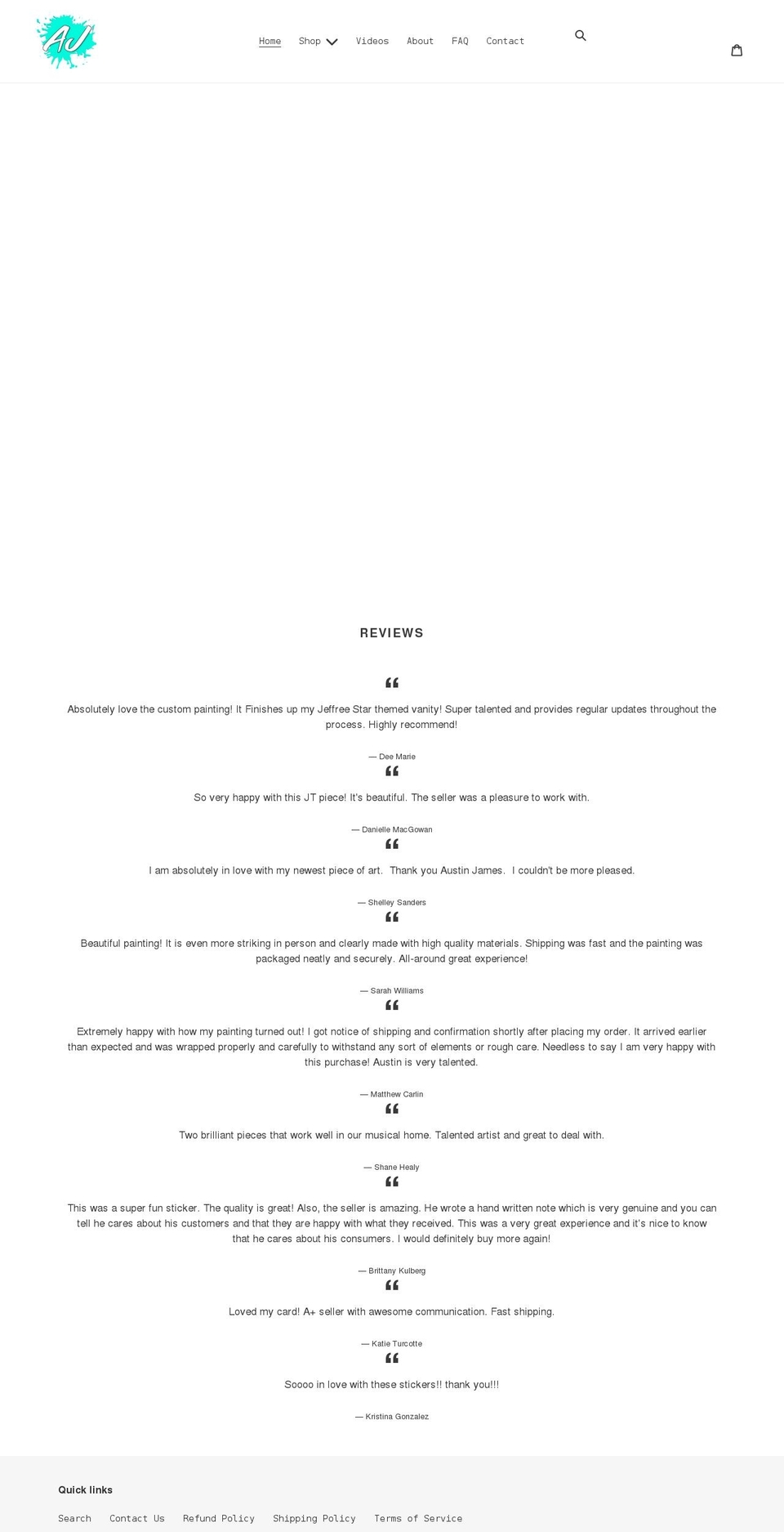 austinjamesartwork.com shopify website screenshot
