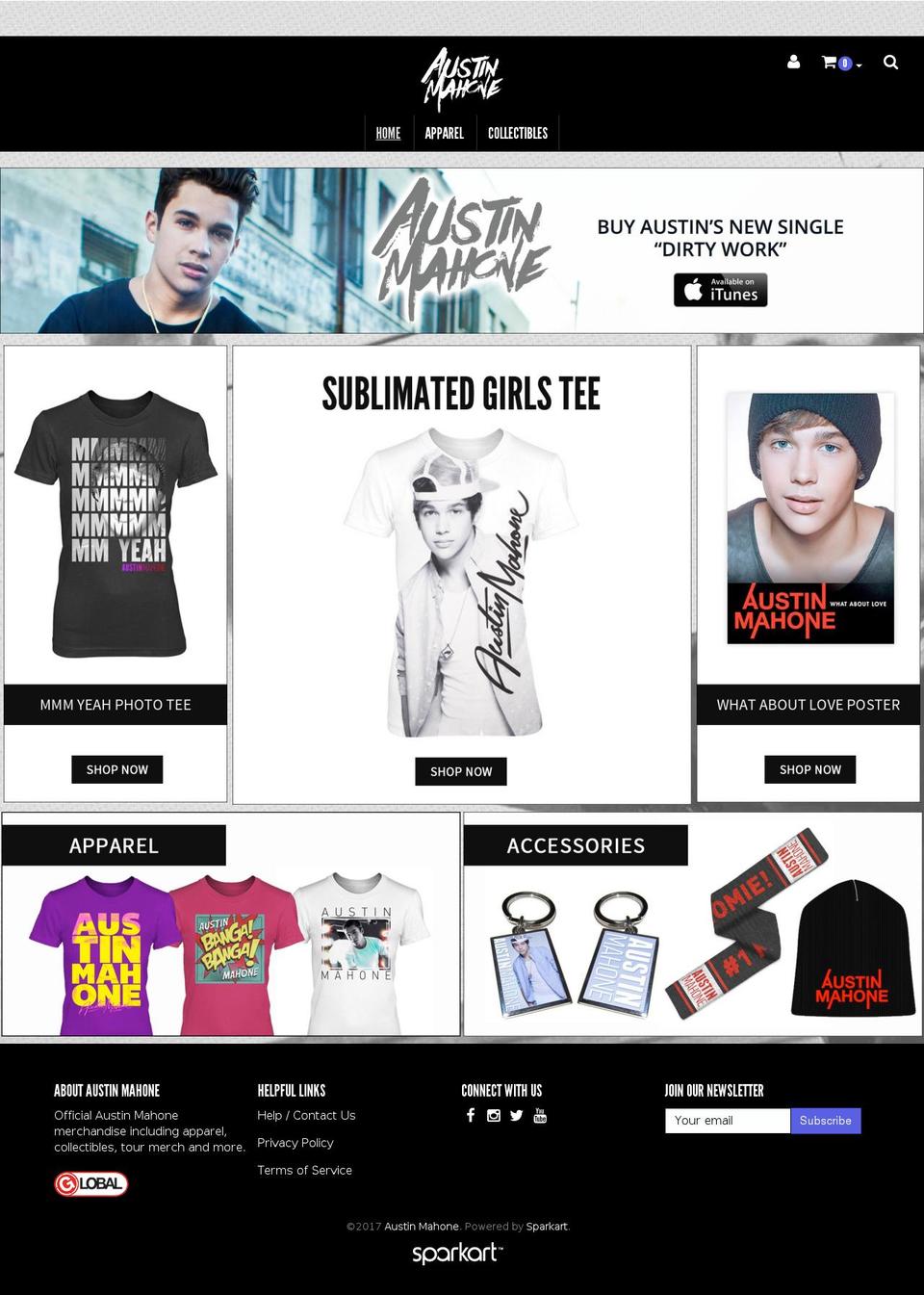 austinmahonemerch.com shopify website screenshot