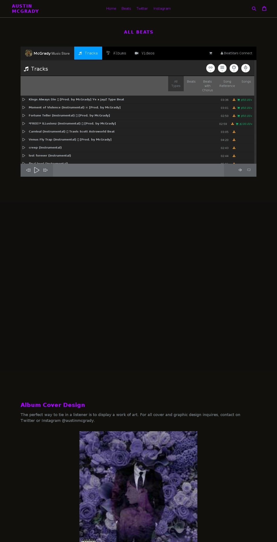austinmcgrady.com shopify website screenshot