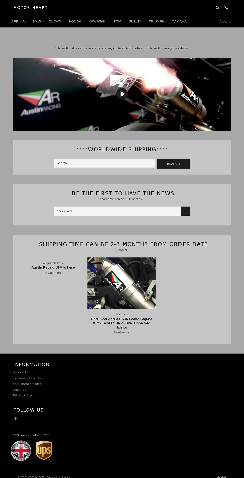 austinracing-usa.com — Shopify storefront screenshot