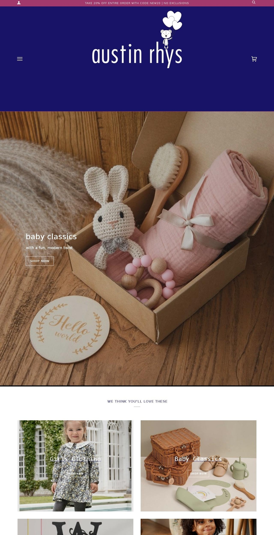austinrhys.com shopify website screenshot