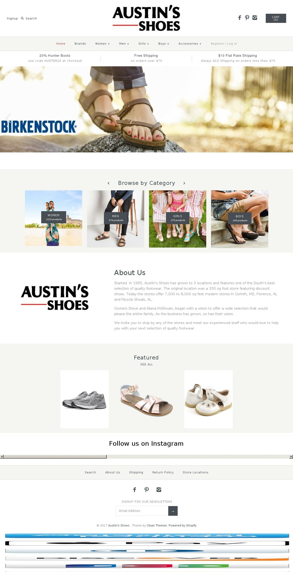 austinsshoes.com shopify website screenshot