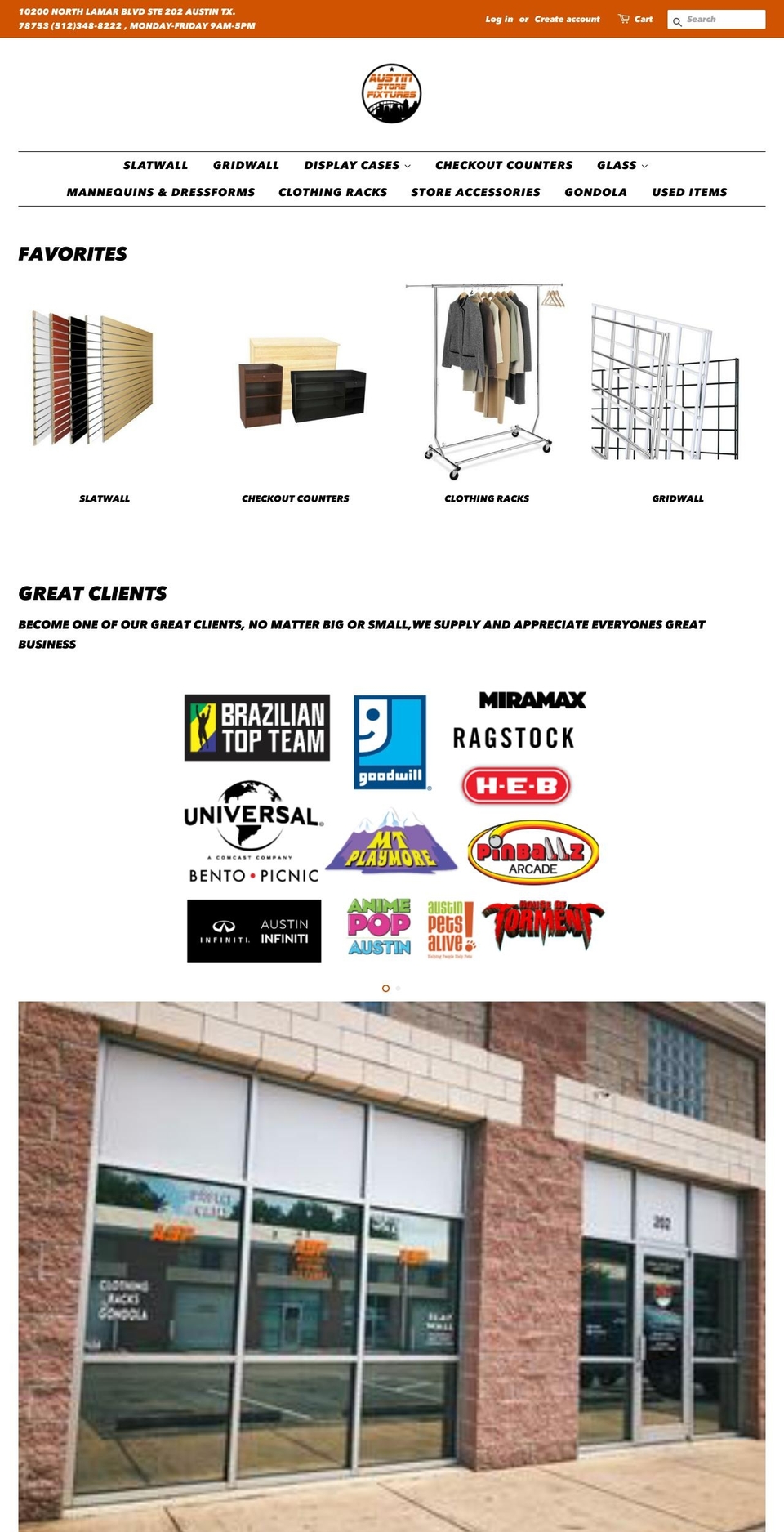 austinstorefixtures.com — Shopify storefront screenshot