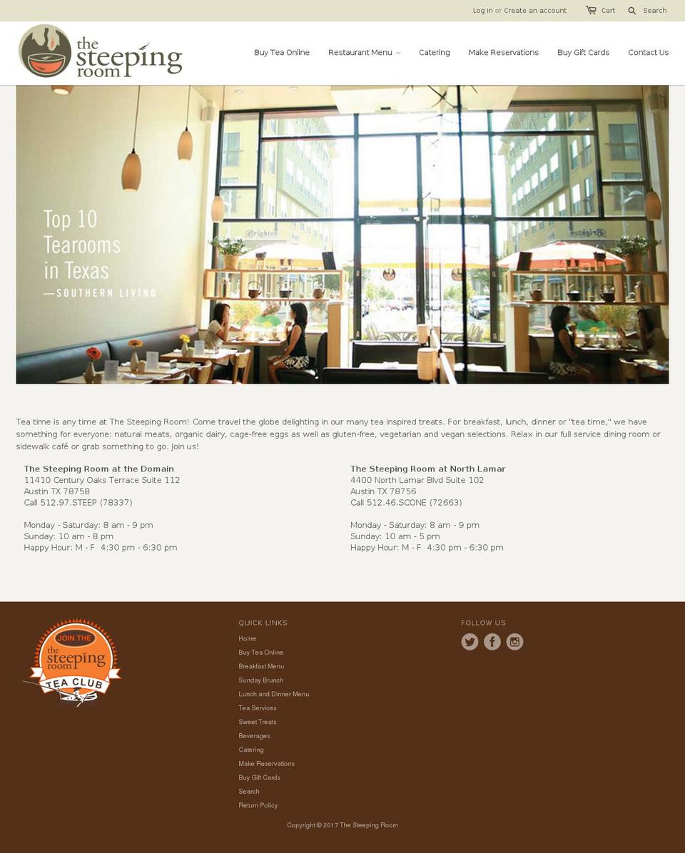 The Steeping Room Shopify theme site example austintealounge.net