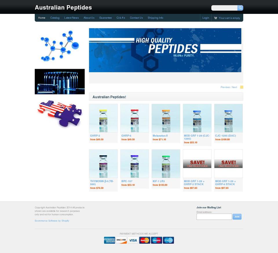 austpeptides.com shopify website screenshot