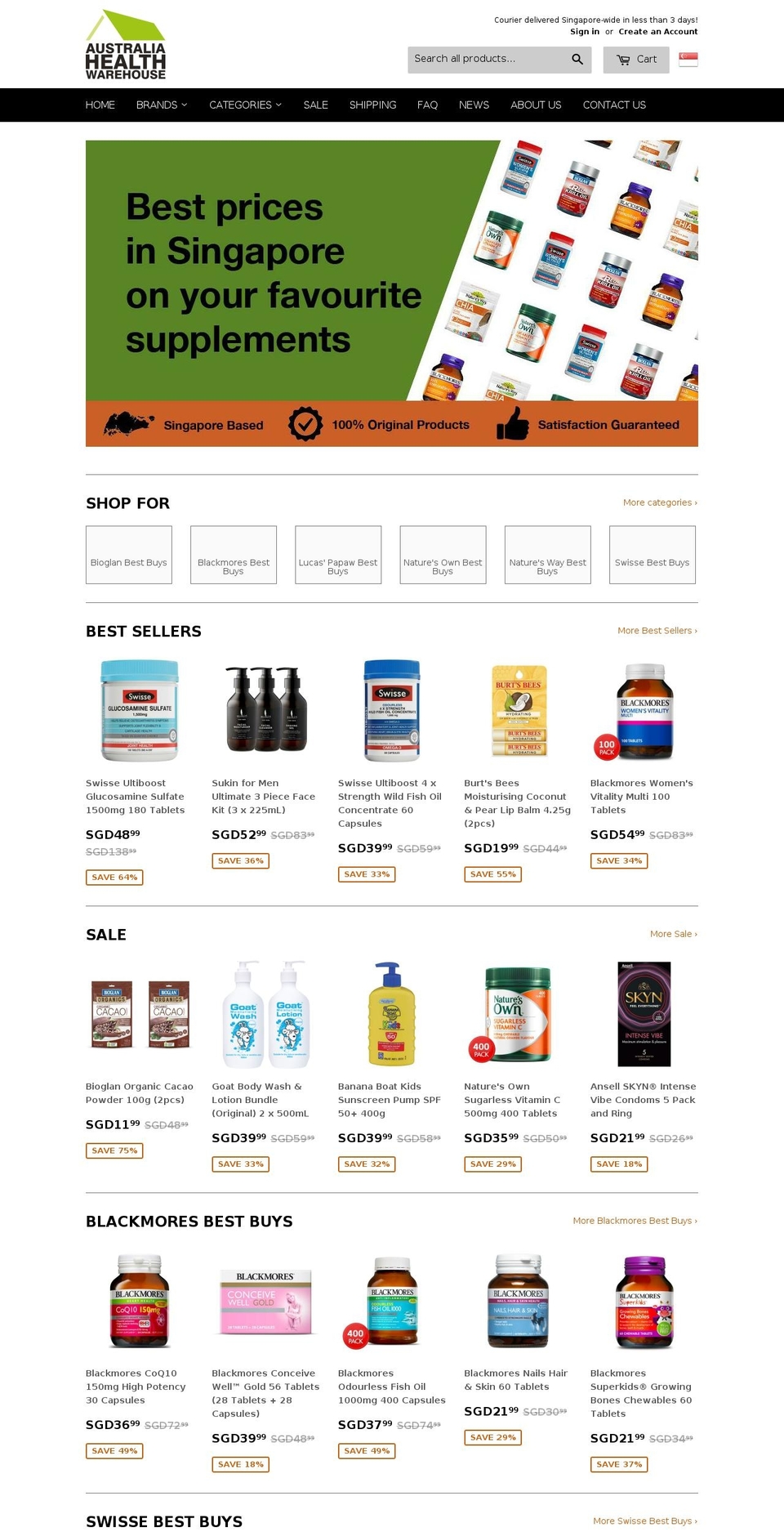 australiahealthwarehouse.com shopify website screenshot